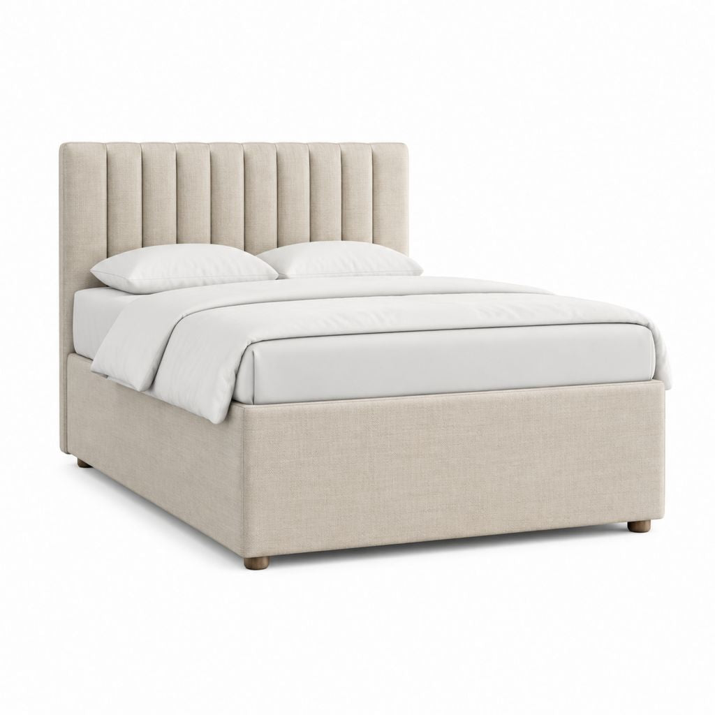 Polsterbett Bettgestell Beige Polyester MDF Rechteckig Liegefläche 160 x 200 cm