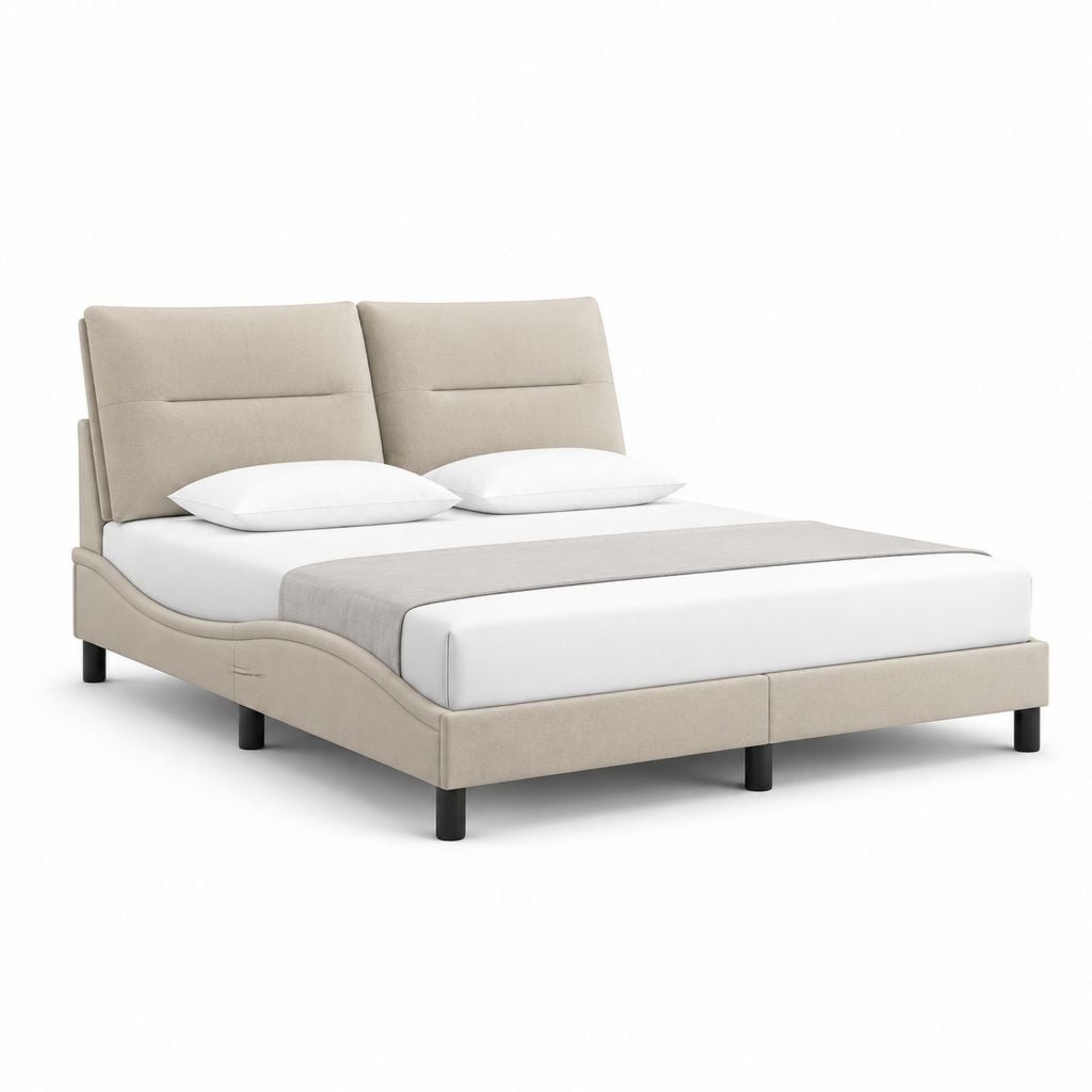 Polsterbett Doppelbett Beige Polyesterstoff Rechteckig 180 x 200 cm