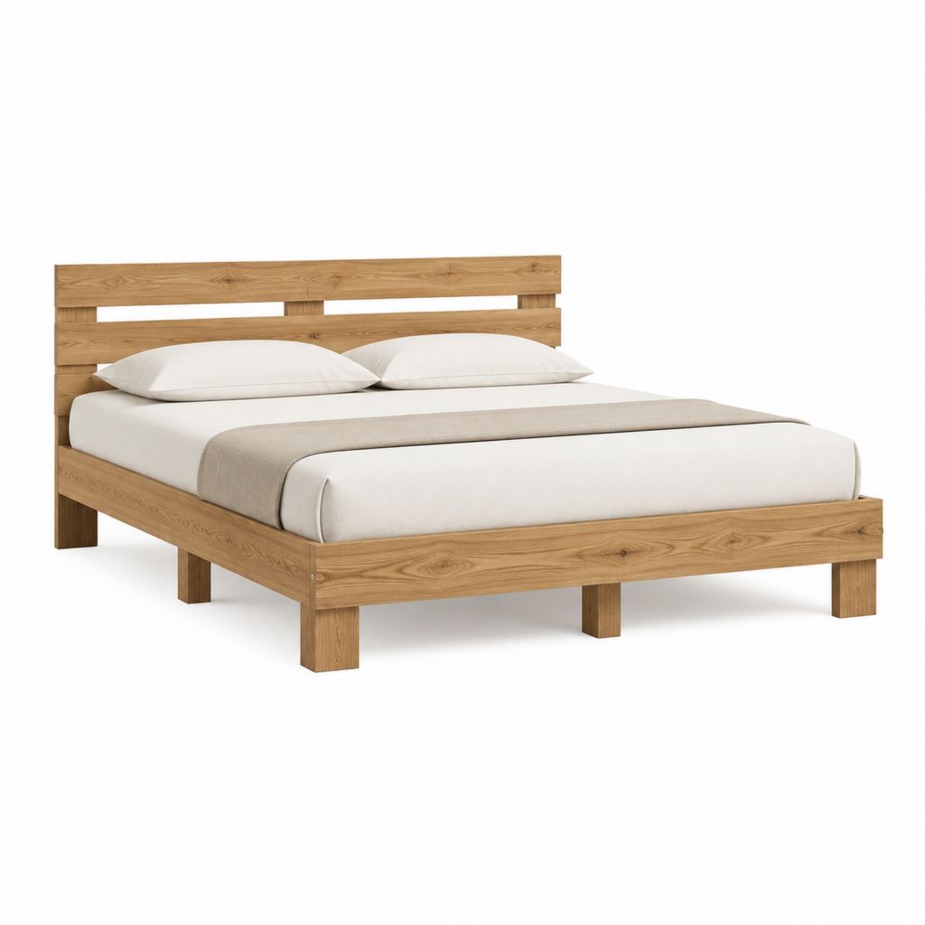 Doppelbett Bettgestell aus massivem Eichenholz Natur rechteckig 160 x 200 cm