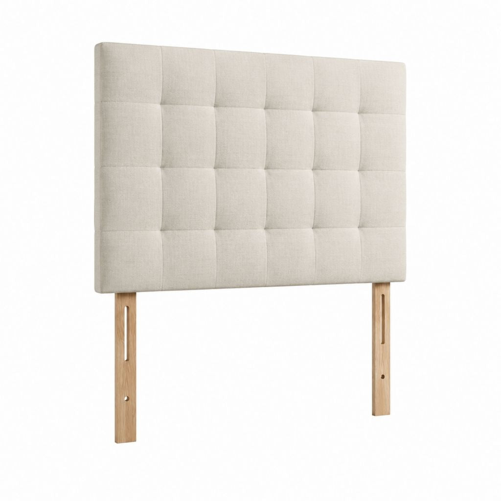Gepolstertes Kopfteil für Bett Beige Polyester Eichenholz Rechteckig 140 x 120 cm