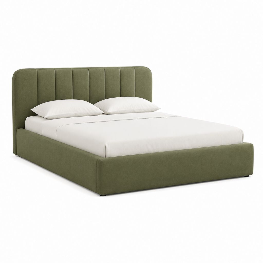 Polsterbett Doppelbett Olivgrün Polyester-Samt Rechteckig 160 x 200 cm