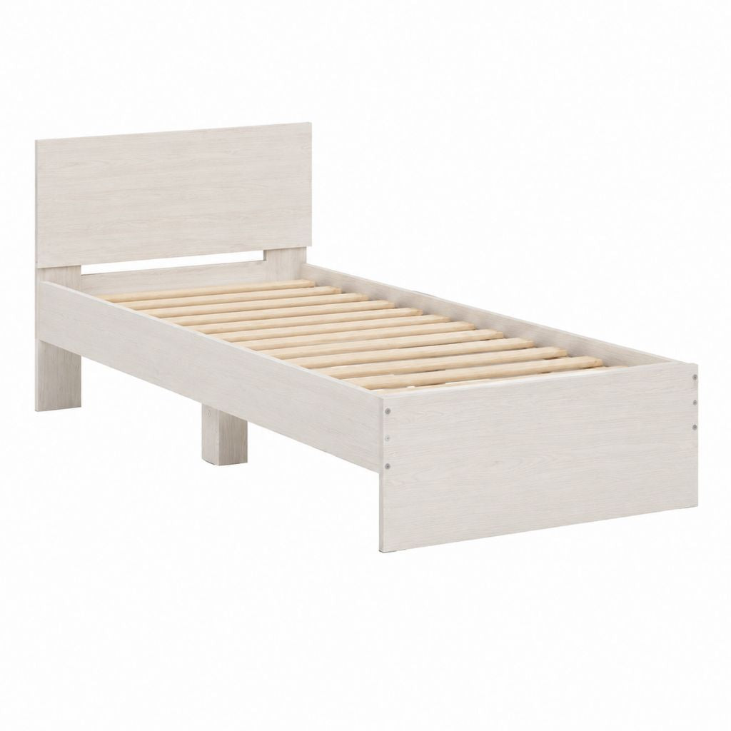 Einzelbett Bettgestell Eiche hell Spanplatte rechteckig mit Lattenrost 90 x 200 cm