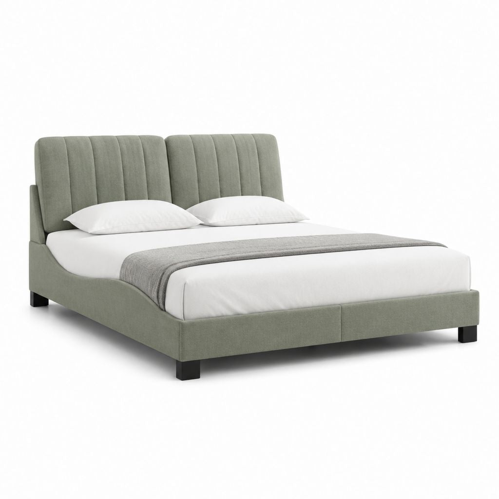 Polsterbett Doppelbett Salbeigrün Polyester Rechteckig 160 x 200 cm