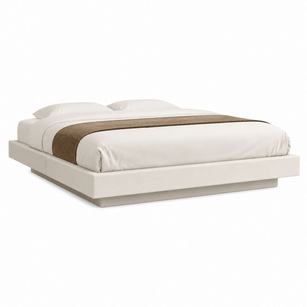 Polsterbett Doppelbett Cremeweiß Polyester rechteckig 180 x 200 cm