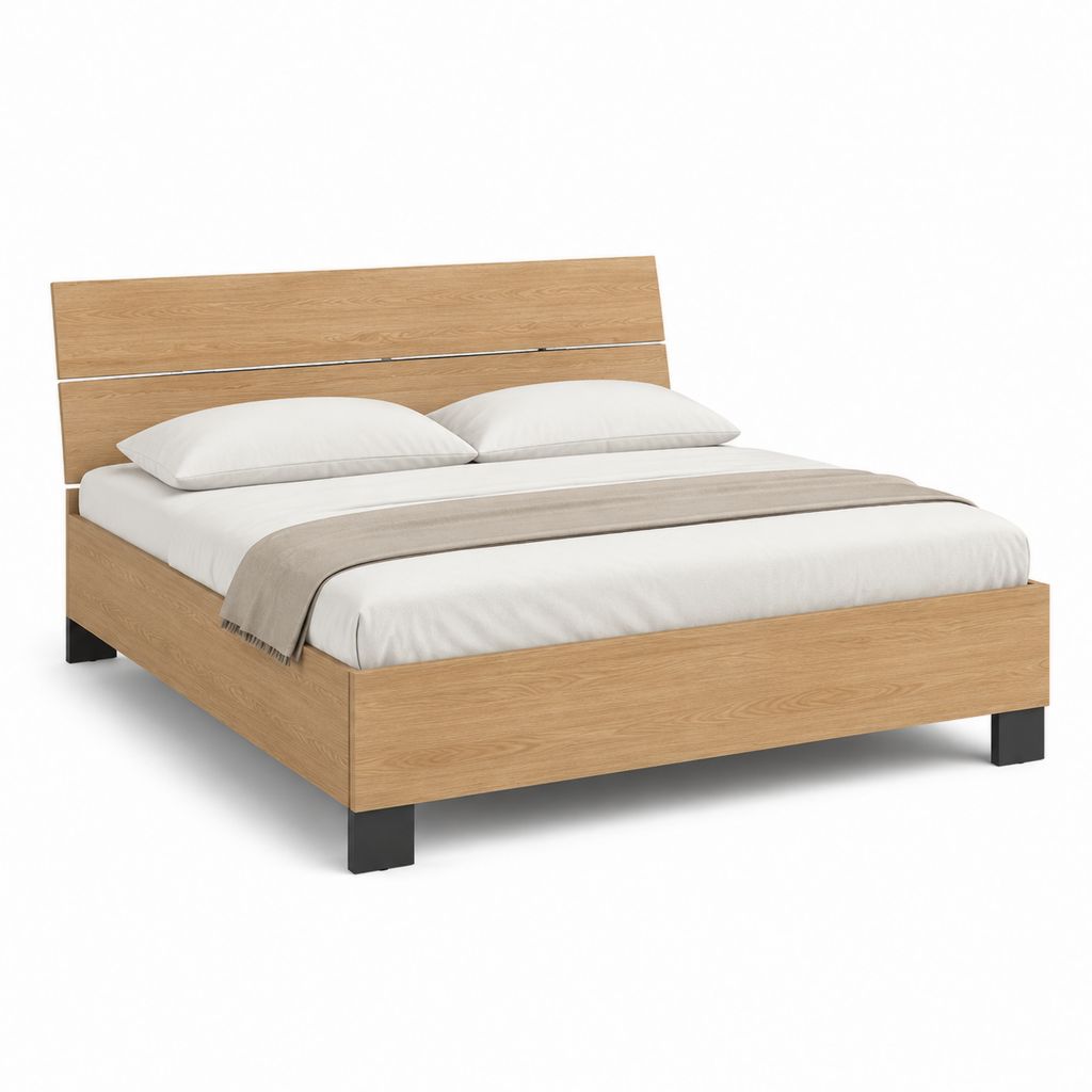 Doppelbett Bettgestell Eicheoptik Spanplatte rechteckig 180 x 200 cm