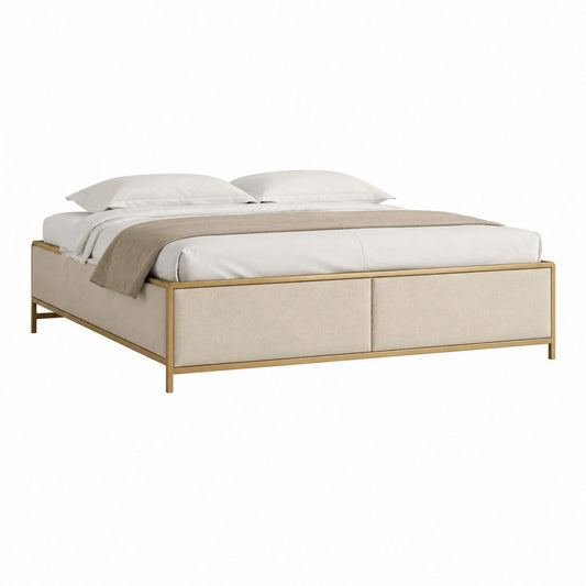 Polsterbett Bettgestell Beige Polyester Rechteckig 160 x 200 cm