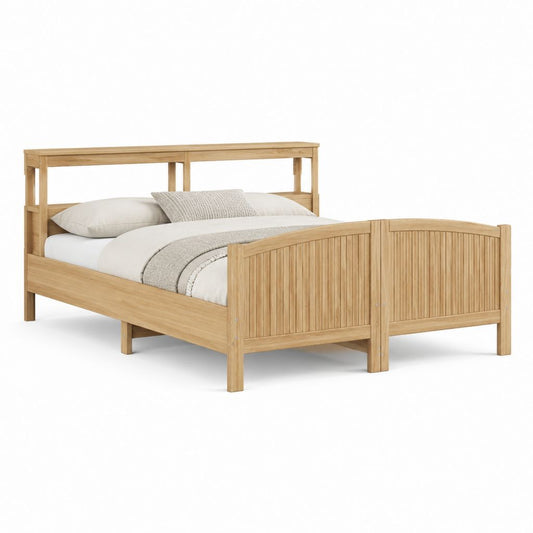 Doppelbett Bettgestell Naturfarben Gummibaum-Massivholz Rechteckig 160 x 200 cm