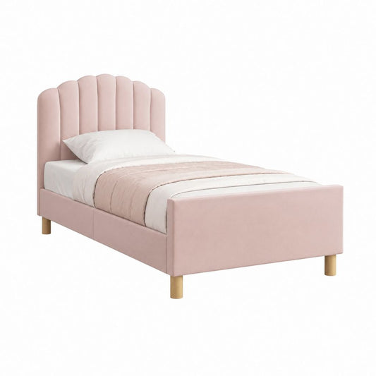 Polsterbett Einzelbett Rosa Polyester rechteckig 90 x 200 cm