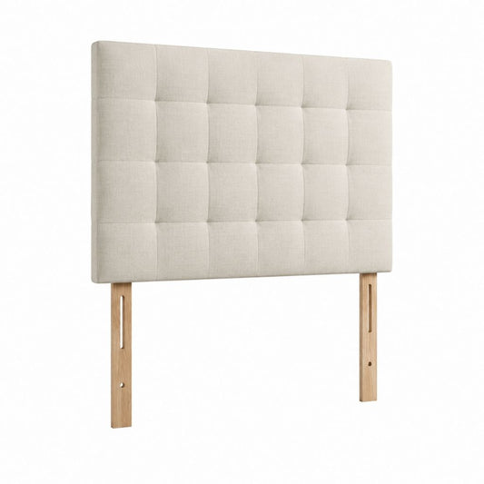 Gepolstertes Kopfteil für Bett Beige Polyester Eichenholz Rechteckig 140 x 120 cm