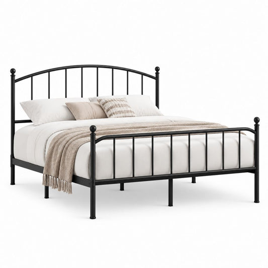 Metallbett Doppelbett Schwarz Stahl Rundbogen 160 x 200 cm
