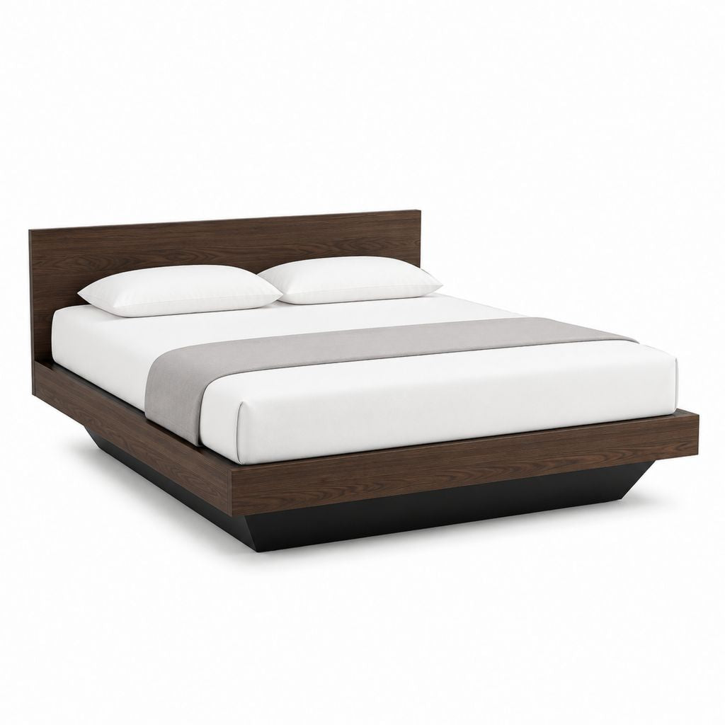 Doppelbett Bettgestell dunkelbraun schwarz Holzwerkstoff rechteckig Liegefläche 160 x 200 cm Außenmaß 176 x 216 x 90 cm