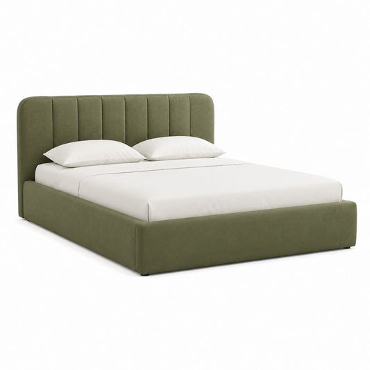Polsterbett Doppelbett Olivgrün Polyester-Samt Rechteckig 160 x 200 cm
